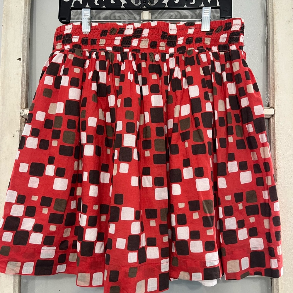 Banana Republic Red Geometric Square Print Skirt